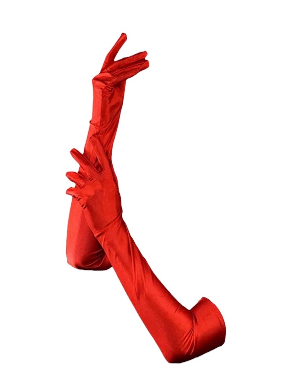 Red Satin Opera Gloves - Women Accessories